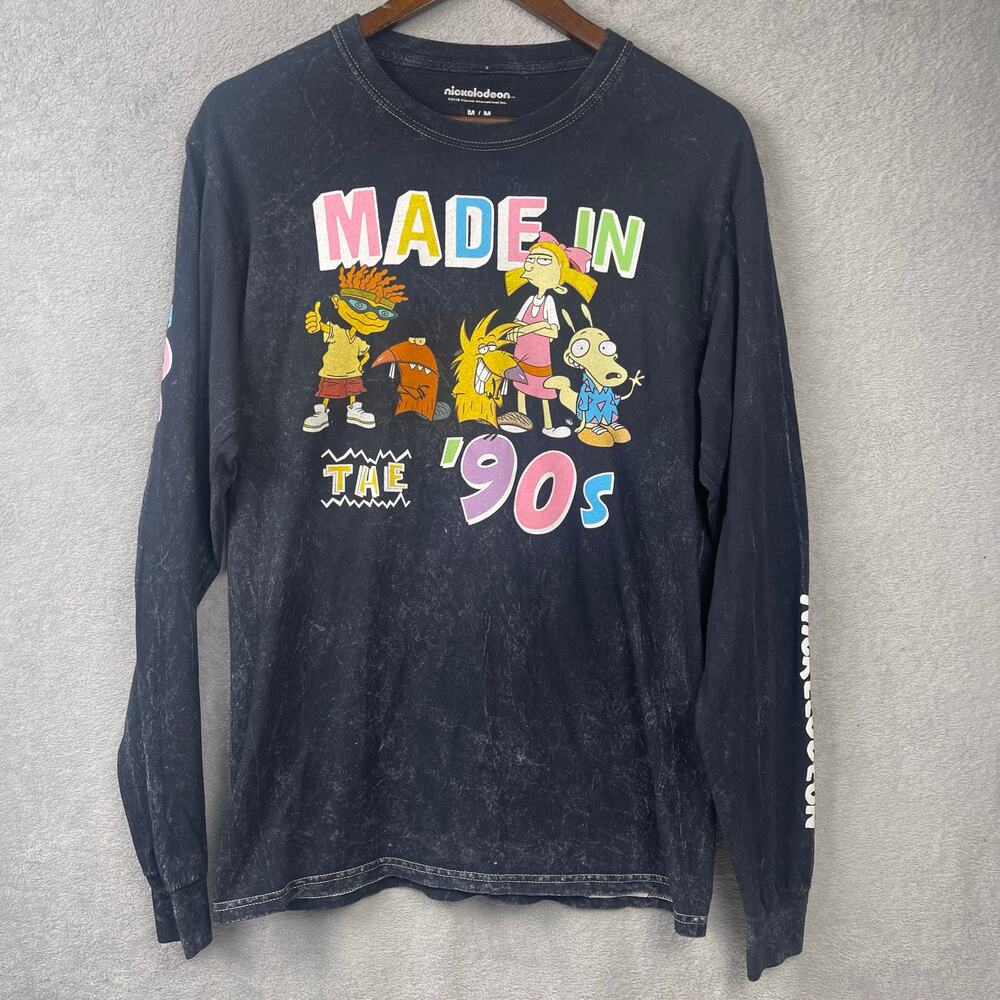Nickelodeon Retro 90s T-Shirt Womens SZ M Cartoons Black Stone Wash Y2K